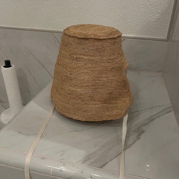 Tan Straw Bucket Hat - Picture 5 of 7